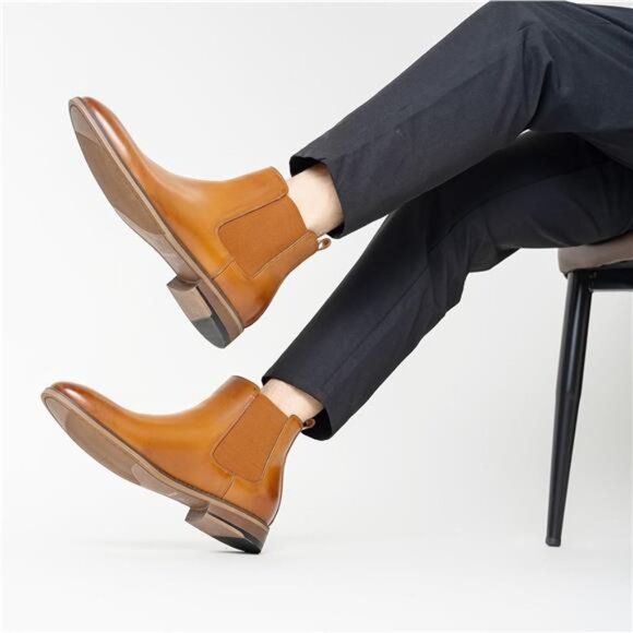 Men's Chelsea Boots, Casual Boots Camel Brown - Picture 5 of 5